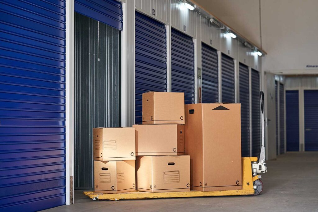 Indoor self-storage facility with secured units